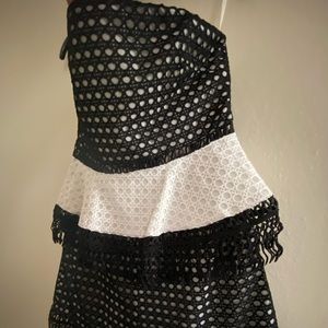 NWT Peplum Lace Romper Black & White XS